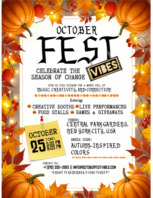 October Fest Vibes Event Poster Flyer (US Letter) template