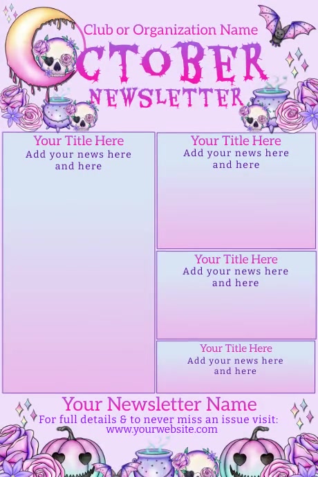 October Halloween Theme Artistic Newsletter Template | PosterMyWall