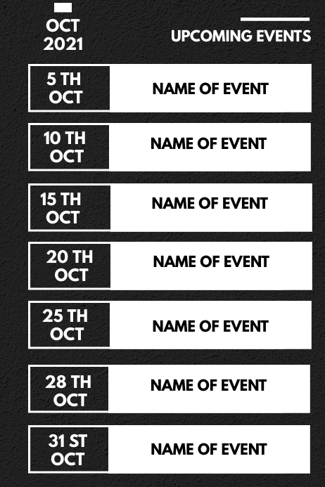 OCTOBER MONTHLY EVENTS Plakat template