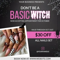 October Nail Art Special - Limited Time $30 Off All Sets | Book Appointments Now Instagram Post template