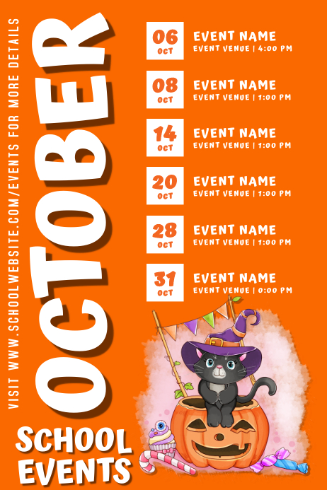 Editable October Timetable October School Schedule Calendar Template | PosterMyWall
