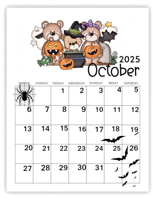 October upcoming calendar schedule flyer Template | PosterMyWall