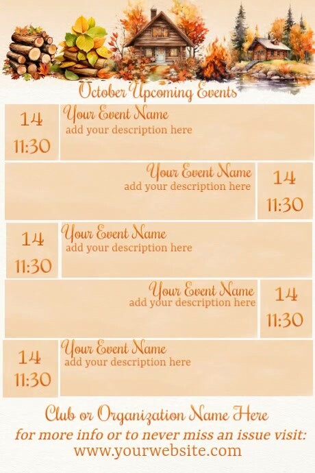 Copy of October Upcoming Events by Paula | PosterMyWall
