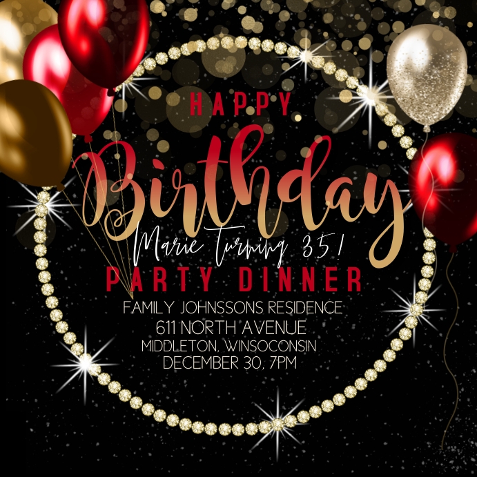 of flyer template party dinner birthday Instagram-opslag