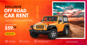 Red Car Rental Promotion Facebook Shared Image Template