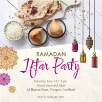 Off white food Ramadan Iftar invitation video Square (1:1) template