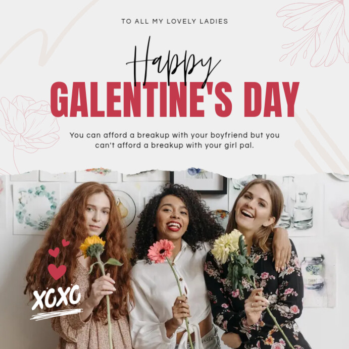 Off-white Galentine's Day Card Instagram Imag template