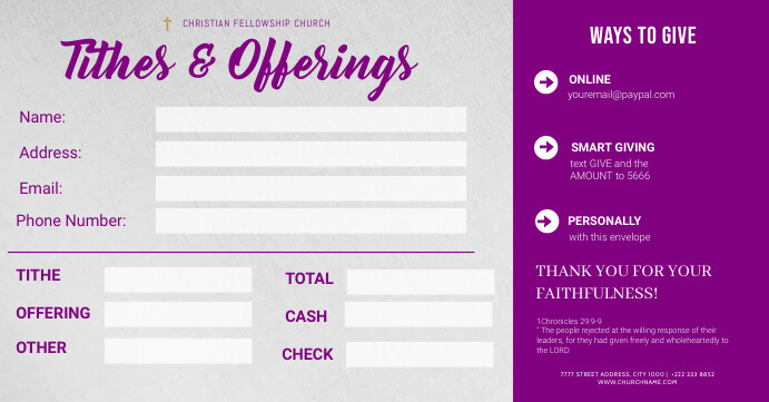 Tithes And Offering Template