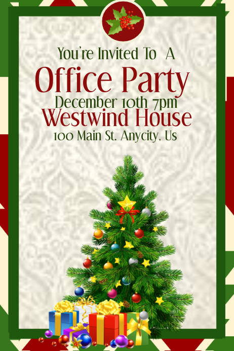 Customizable design templates for invitation card Office Christmas Party Template | PosterMyWall
