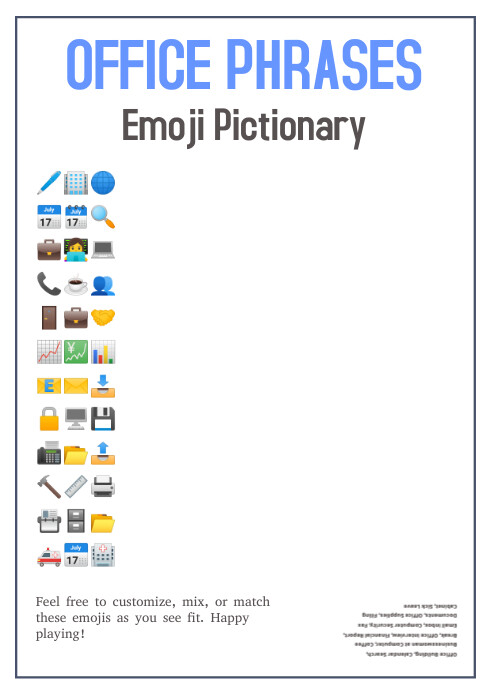 Office Emoji Pictionary Game Template | PosterMyWall