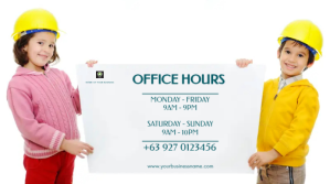 White Business Hours Display Digitalt display Template