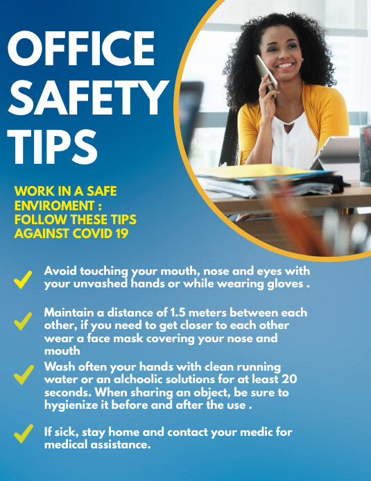 Offoce Computer Safety Tips office safety tips flyer design Template | PosterMyWall