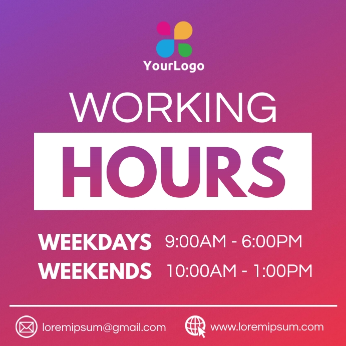 office working hours flyer Template | PosterMyWall