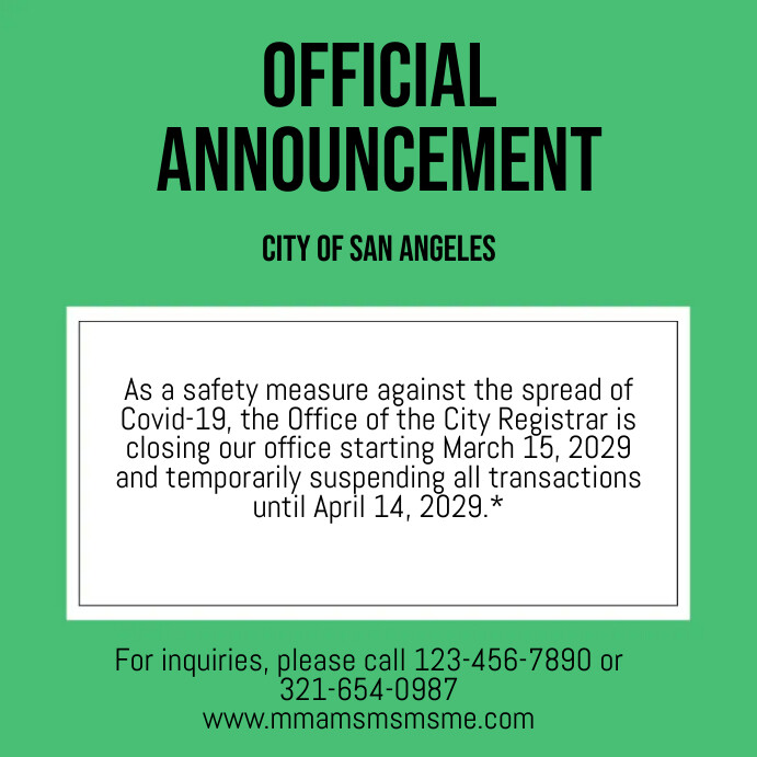 Formal Announcement Example