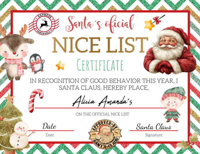 Copy Of Official Nice List Certificate From Santa PosterMyWall Copy of official nice list certificate from santa postermywall