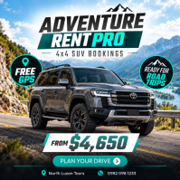 Black SUV Rental for Adventure Trips โพสต์บน Instagram Template