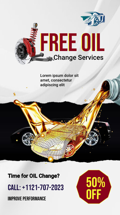 Oil Change Services POSTER template งานแสดงผลงานแบบดิจิทัล (9:16)