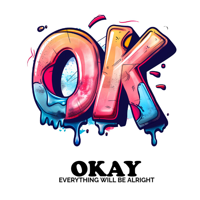 Ok Text Design Ok Letter Splash Art Logo Template | PosterMyWall