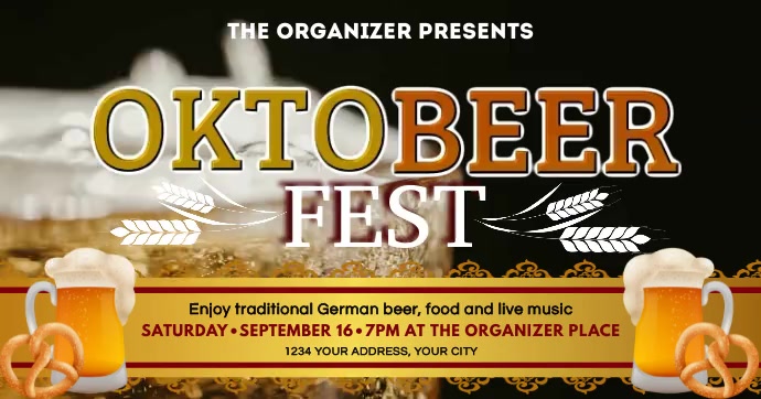 OKTOBEER, Beer fest Facebook Cover Video Temp Obraz udostępniany na Facebooku template