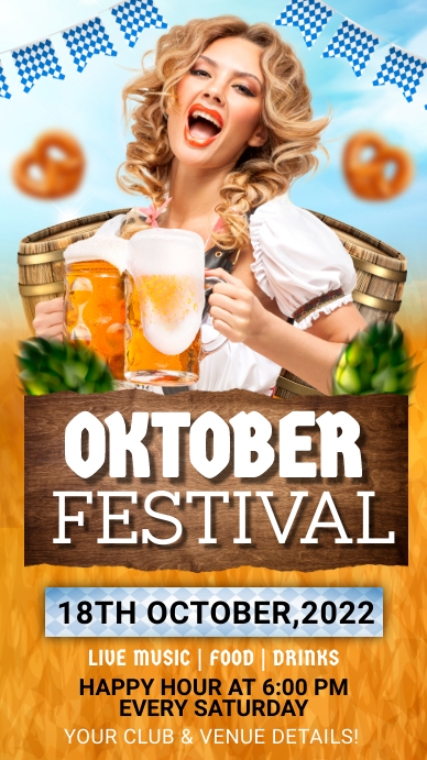oktoberfest, bar flyers, oktoberfest party Instagram Story template