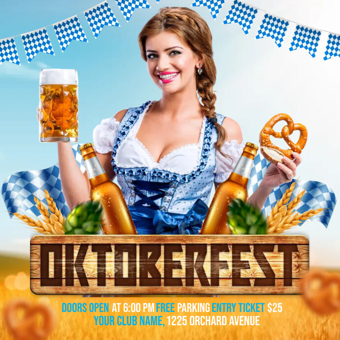 oktoberfest, bar flyers, oktoberfest party Wpis na Instagrama template