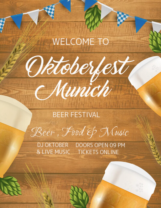 Oktoberfest Beer and Music Concert Poster Template 传单(美国信函)