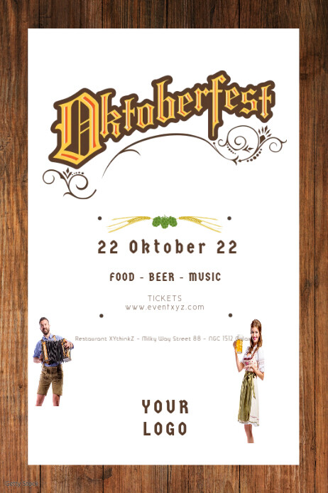 Oktoberfest Beer Garden Event Poster Advert Плакат template