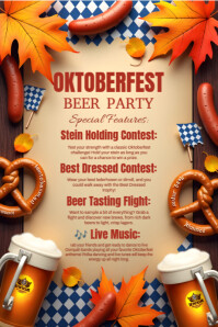 Marrón Oktoberfest Beer Party 海报 Template