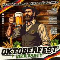 Oktoberfest Beer Party Banner Instagram-opslag template