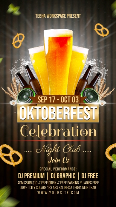 Oktoberfest Beer Party Flyer / Poster História do Instagram template