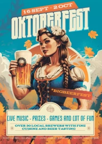 Oktoberfest Cartoon retro Edition A4 template