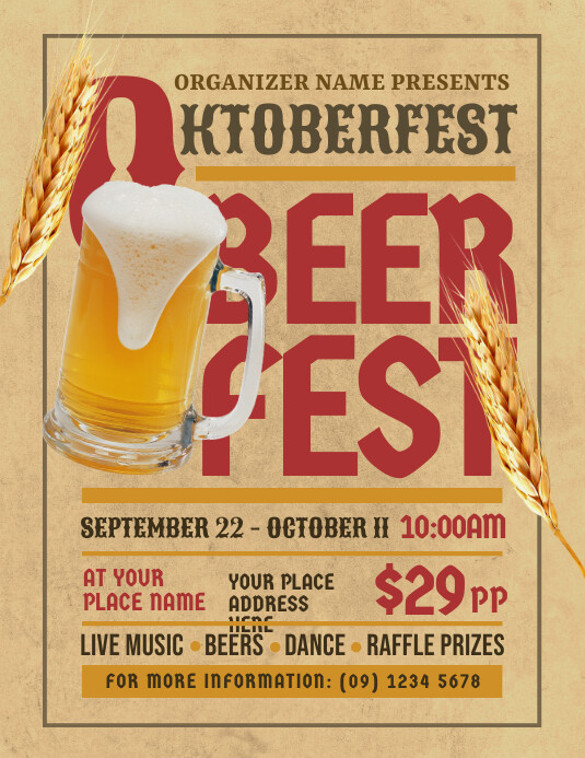 Oktoberfest Flyer ใบปลิว (US Letter) template