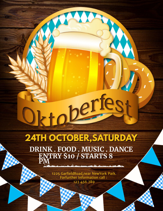 oktoberfest flyers, bar flyers Ulotka (US Letter) template