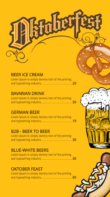 Oktoberfest Menu Template Postermywall