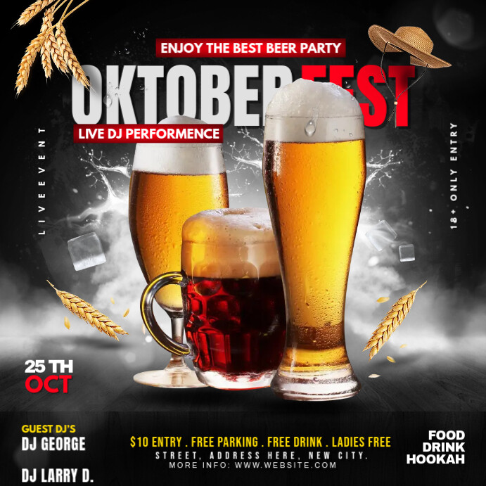 Oktoberfest Party Invitations Design โพสต์บน Instagram template