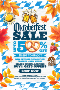 White Oktoberfest Sale Poster Template
