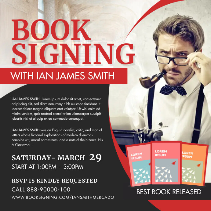 Old Book Author Signing Instagram Post Templa template