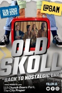 Old School Night Nostalgic Cartaz template