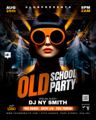 Old School Night Party Flyer Instagram Portrait template