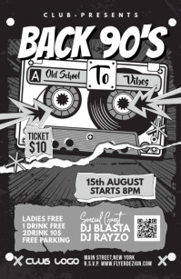 Old School Night Party Flyer Tabloid template