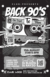 Old School Night Party Flyer Tabloid template