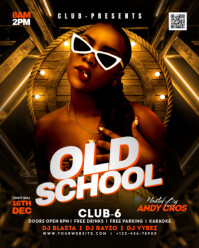 Old School Night Party Flyer Instagram Portrait template