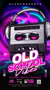 Old School Night Party Flyer Instagram Story template