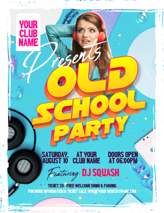 Old School Party Flyer Volantino (US Letter) template