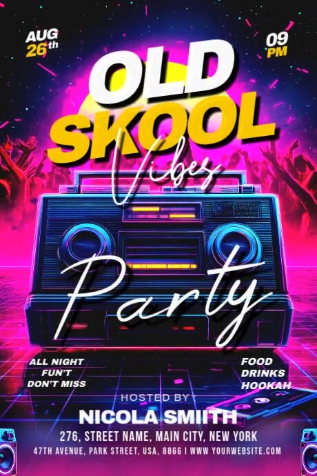 Old School Vibes Party Poster template