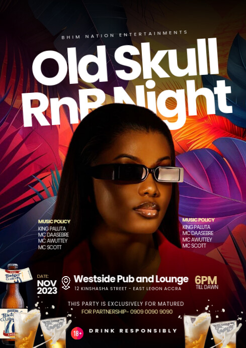Old Skull RnB Night Party Template | PosterMyWall