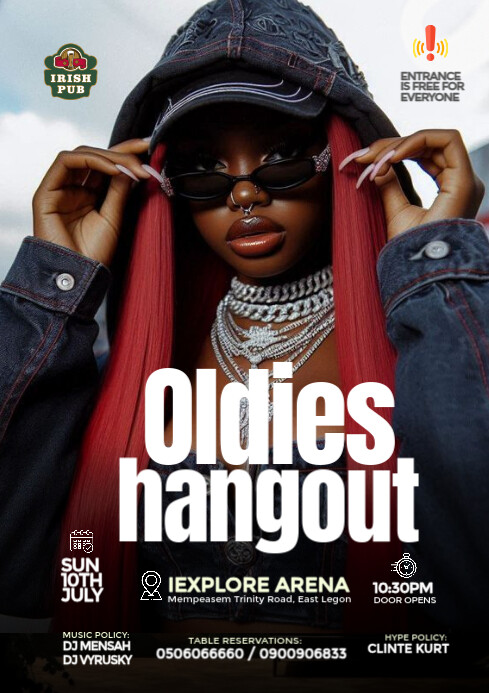 Oldies Hangout Party Design Template A4