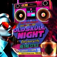 Oldschool Neon Party Video Instagram Post template