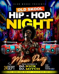 Oldskool hiphop 90s vintage retro rap night club event invitation promotion poster flyer template Instagram Portrait