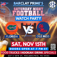 Ole Miss Rebels vs Florida Gators: NCAA Football Watch Party Instagram Post Template Wpis na Instagrama